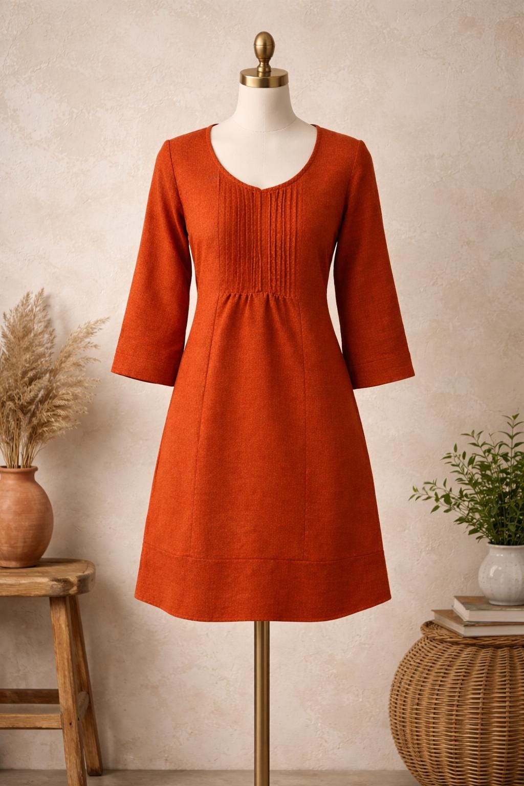 Rust Linen Dress for Women