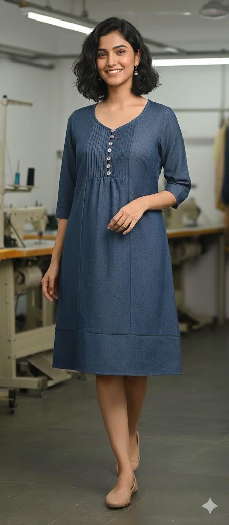 Everyday Elegance Denim Midi Dress with Pockets