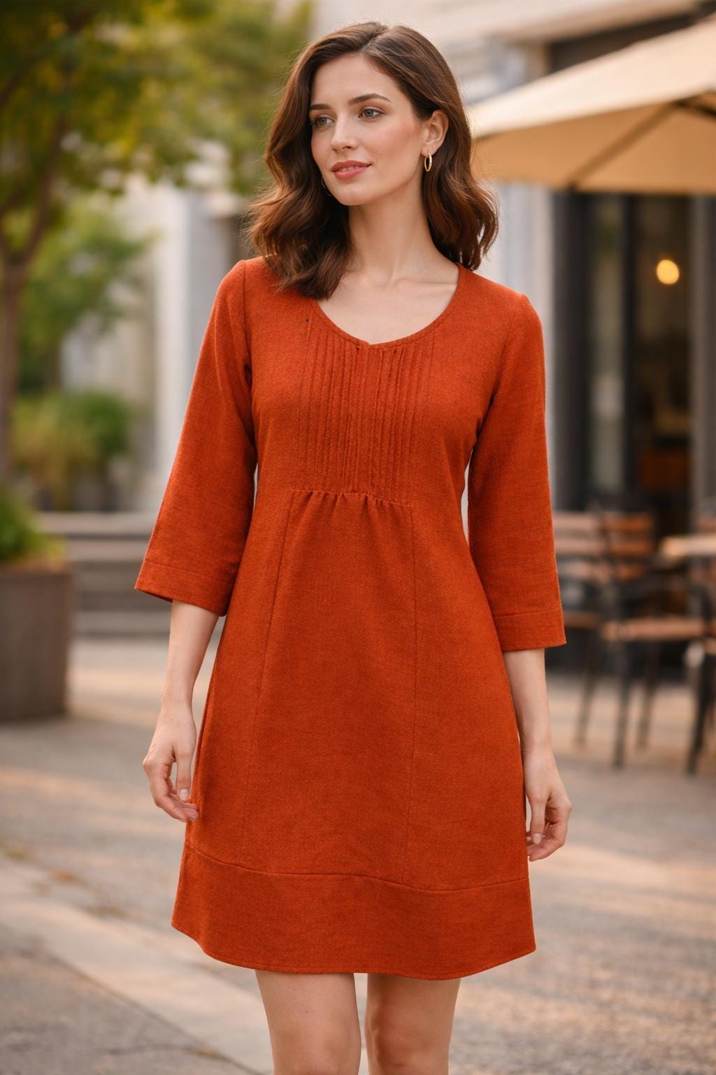 Rust Linen Dress for Women