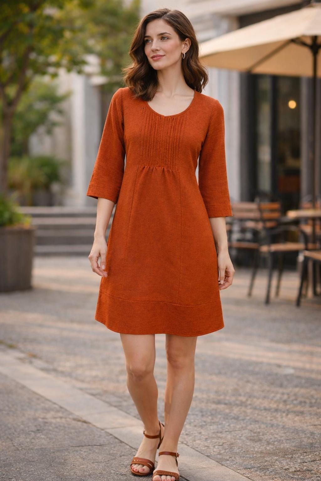 Rust Linen Dress for Women