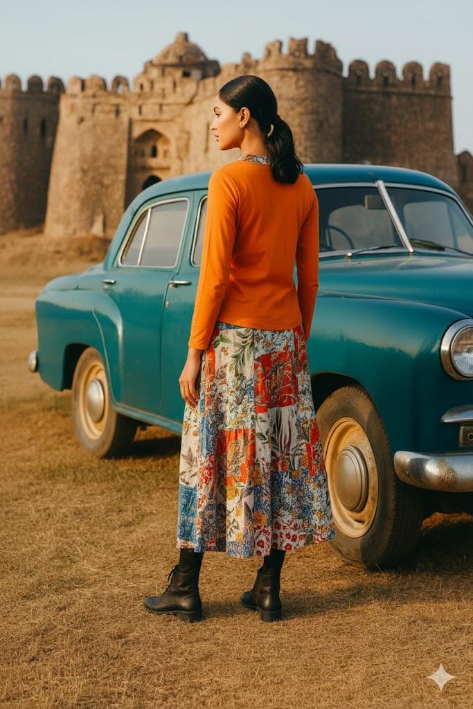 Floral Rayon Tiered Maxi Skirt | Boho Patchwork Skirt