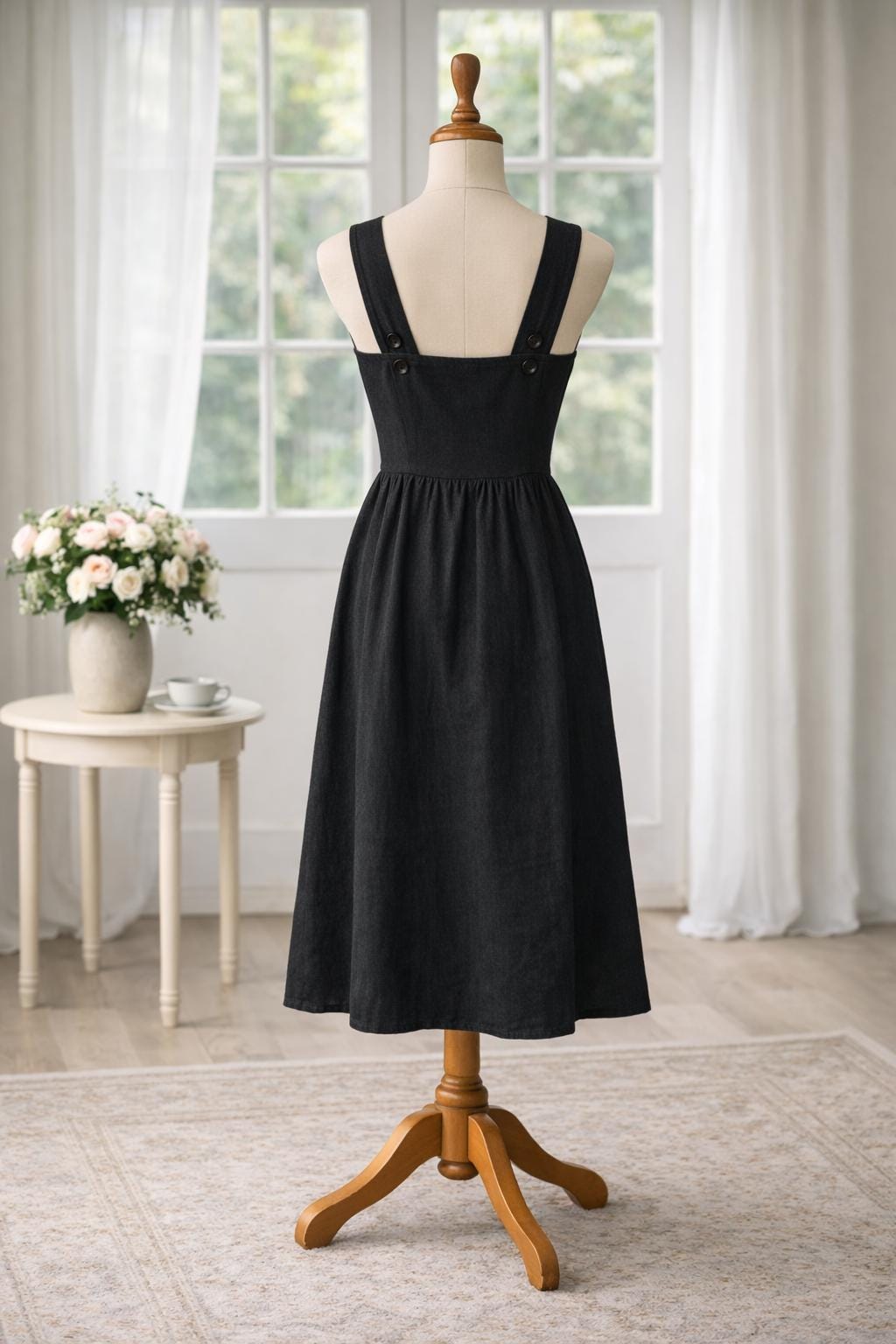 Linen Midi Dress with Pockets – Timeless Button-Front Everyday Outfit