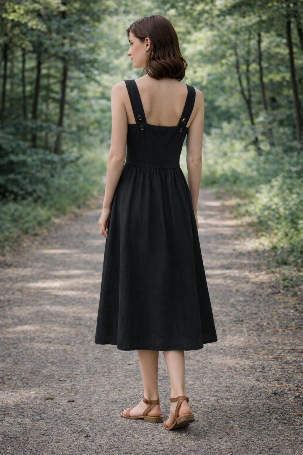 Linen Midi Dress with Pockets – Timeless Button-Front Everyday Outfit