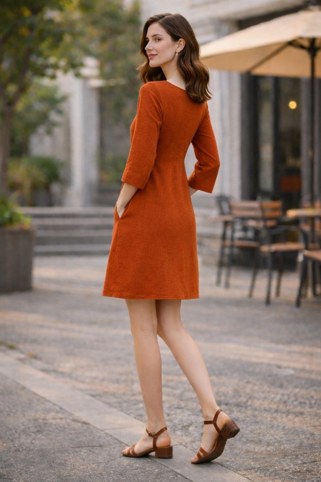 Rust Linen Dress for Women