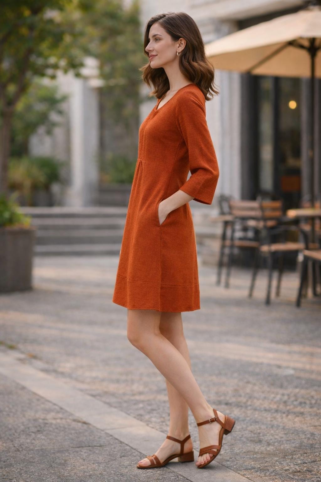 Rust Linen Dress for Women
